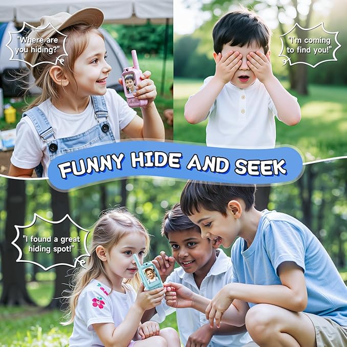 📷🎙️ Video Walkie Talkies for Kids 2 Pack(Blue&Pink) – HD Camera, Voice Changer, Screen Display & Two-Way Video Communication Toy